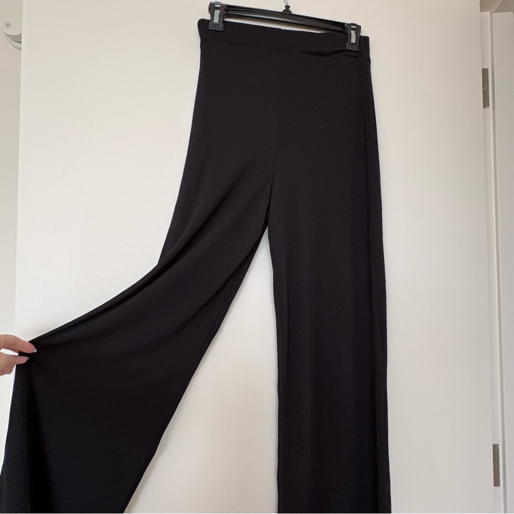 Nasty Gal Black Wide-Leg Ribbed Women's Pants - Picture 5 of 10